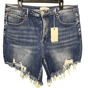 💙👖 Risen Boutique Distressed Boyfriend Denim Shorts 3XL NWT Stretch 👖💙